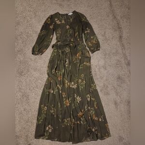 Calvin Klein Olive Floral Maxi Dress